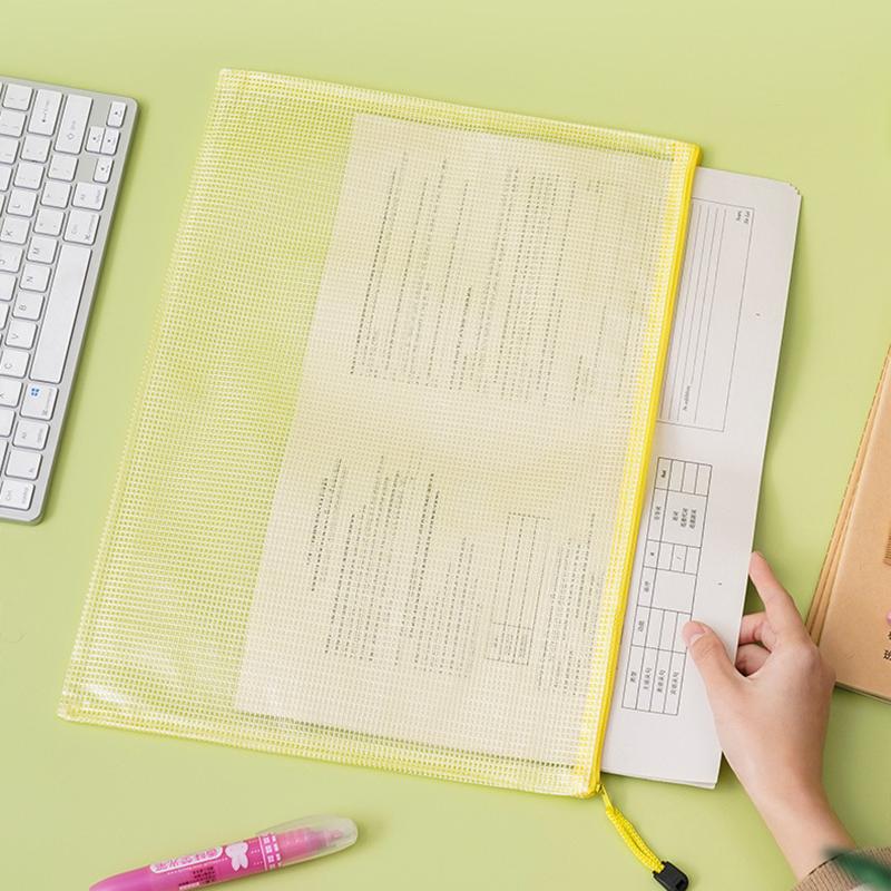 5pcs A4/A5 Document Folder Grid Zipper Bags Office Educational Supplies Waterproof Document File Stationery Storage Bag TMZ