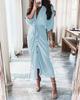 Wish summer long sleeve button short sleeve print dress long dress elegant