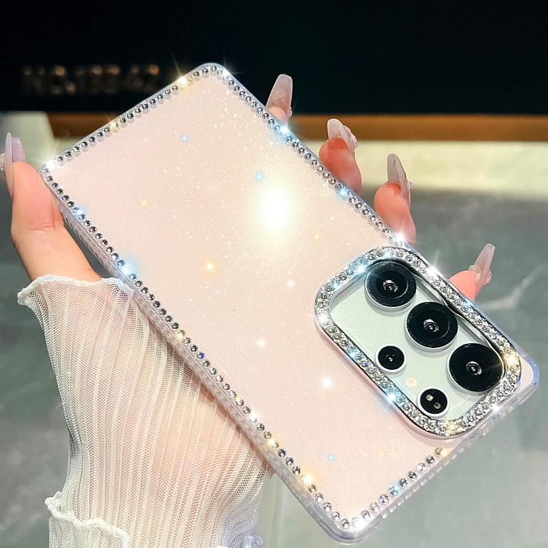 Suitable for Samsung S25 Mobile Phone Case A15 Flash Powder Transparent Edge Diamond A55 Luxury Laser Star S24 Protective Case 365G
