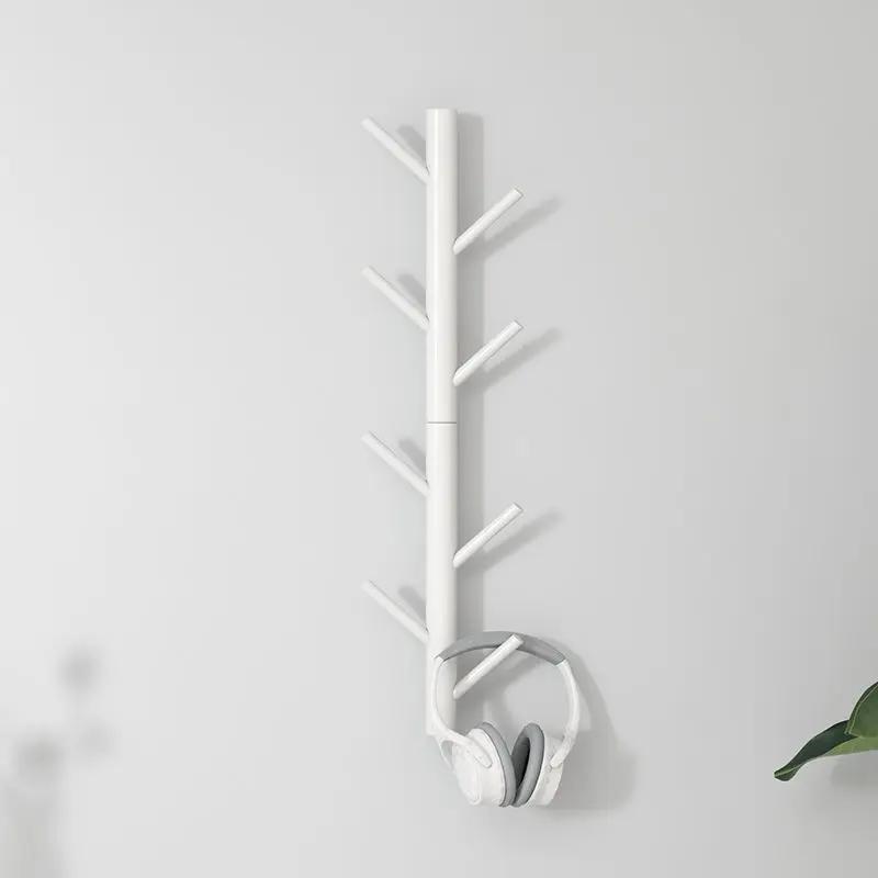 Wooden Wall Hanging Coat Rack Entry Porch Living Room Bedroom Furniture Metal Hangers House Decoration Tree Clothes Organization