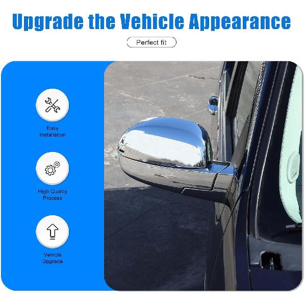 Side Door Mirror Cover Cadillac Escalade 2007-2014, Car Outside Rear View Mirror Housing Protector Cover Cap Trim Accessories ABS Plastic 2PCS