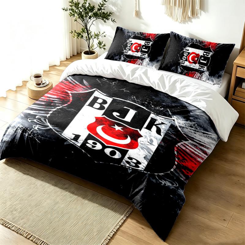 Besiktas JK 3-teiliges Bettwäsche-Set Einfaches Modernes Bettwäsche-Set Knitterfest Weicher Stoff Ganzjahresnutzung ein perfektes Geschenk
