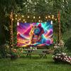 Egyptian Neon Cat Pattern Digital Printing Polyester Wall Tapestry Suitable For Use In Living Rooms Bedrooms Offices Bars Party