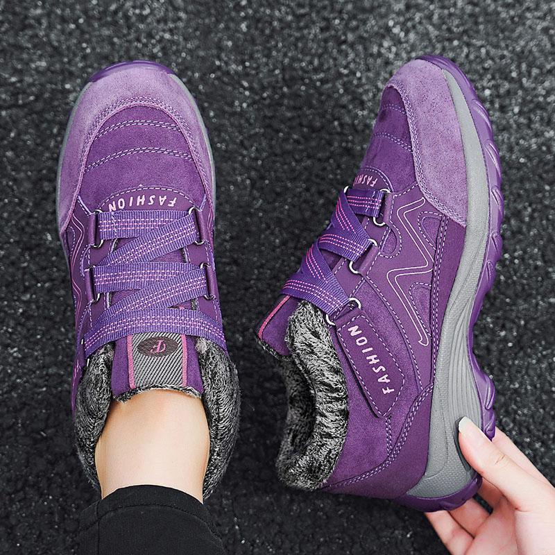 Fashion Casual Fleece Boots for Women Autumn Winter Warm Soft Comfy Lace-up Outdoor Sports Boots