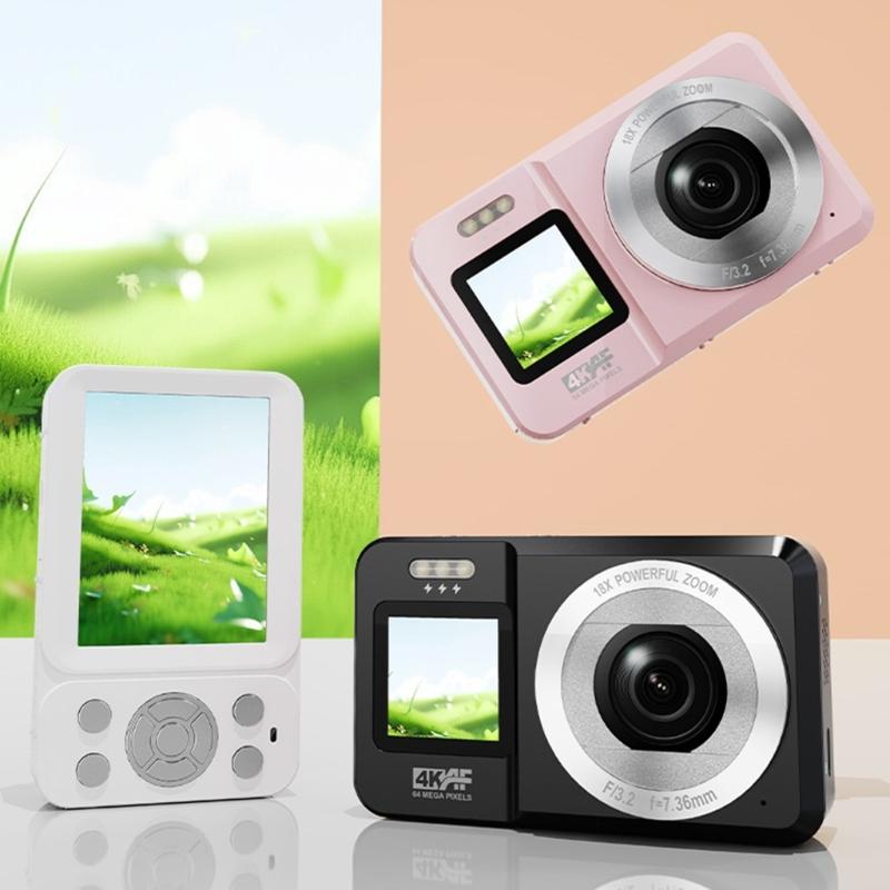 4K UHD 64MP Digital Camera Double Screen 18X Zooms Portable Camera for Students Travel Vloggings