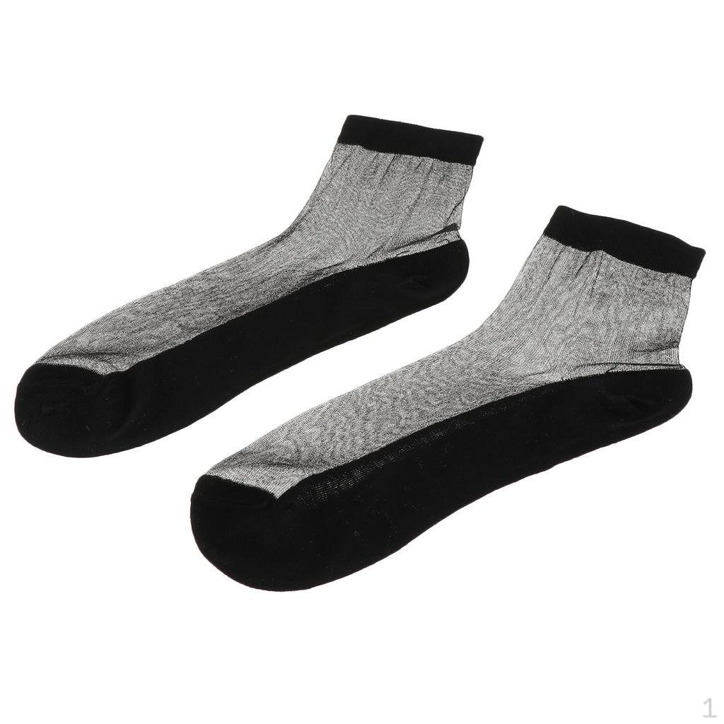 Прозрачные кружевные эластичные короткие носки Black
