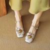 Fashion 2024 Hot Selling New Spring and Autumn Women's High Heels Women's Round Toe Low Heels Flower Mary Jane Shoes Sweet Women's Shoes