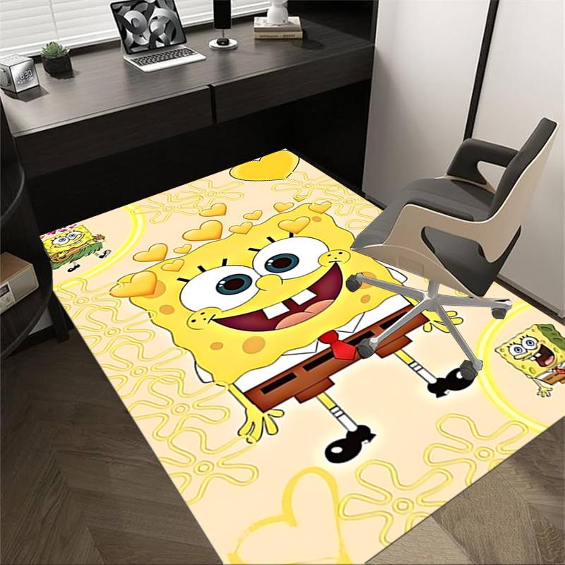 1 szt. Karcianka SpongeBob Kanciastoporty Antypoślizgowa Mata Podłogowa Poliestrowa do biura. Sypialni