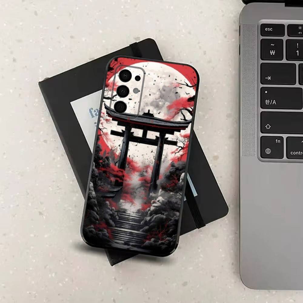 Art Japanese Style For Samsung Galaxy A73,31,Note,72,41,8,9,52,J7,22,71,53,32,Soft Black Silicone Cover Case
