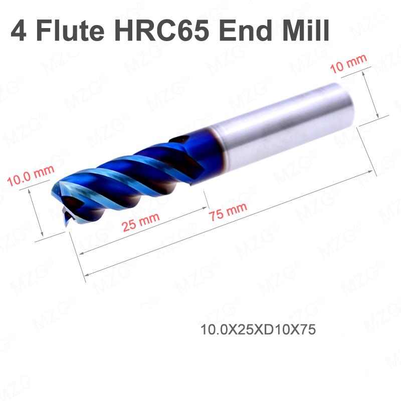 MZG 1PC 4 Flute HRC45 CNC 4 6 8 10 12 Lathe Milling Cutter Tool Carbide End Mill