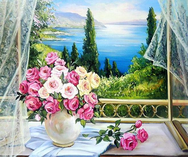 RUOPOTY Painting By Number Flower Drawing Canvas Acrylic Handpainted Pictures By Number Wall Art For Adults Home Decoration