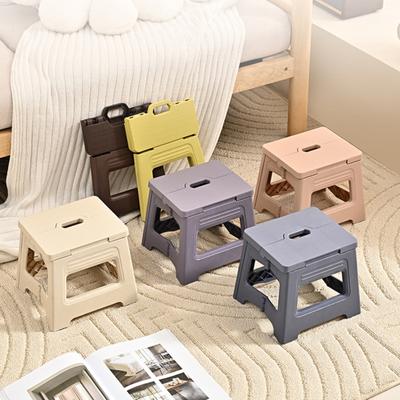 Folding Bench Multifunctional Footstool for Toddlers Seniors Portable Plastic Stool with Handle Outdoor