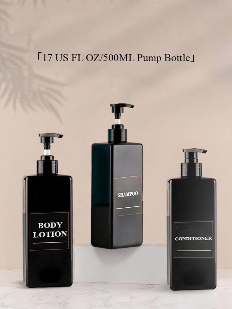 3 Pack Soap Bottle Liquid Soap Dispenser 17.6 UK FL OZ Refillable Empty Shampoo Conditioner Container for Bathroom Supplies