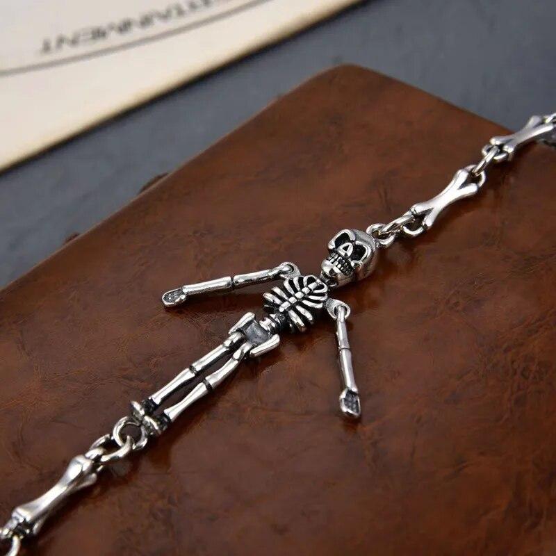 Vintage Halloween Human Skeleton Bracelet for Women Men Fashion Punk Charm Metal Skull Chain Bracelets 2023 Jewelry Gifts Unisex