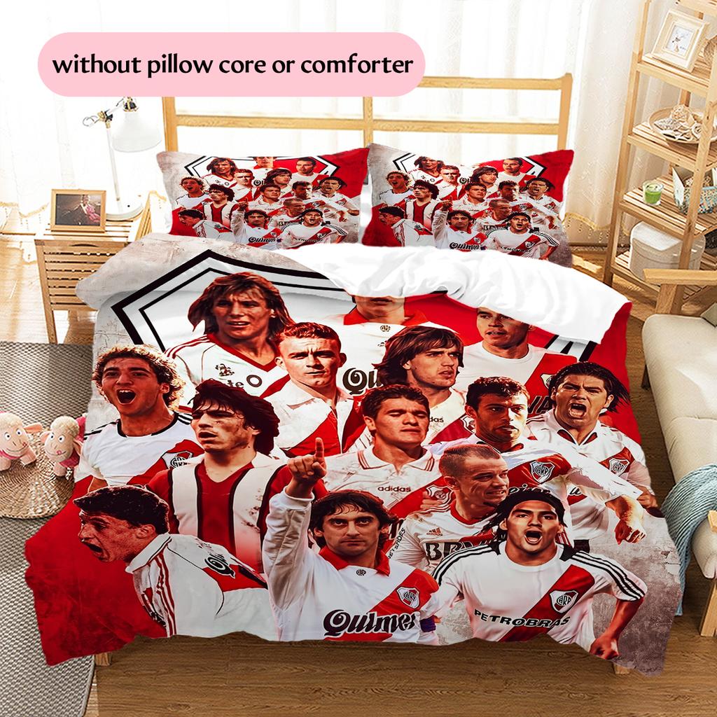 River Plate Football Club Pattern Bedding Home Decoration Birthday Gift (1 * duvet cover + 2 * pillowcase, without core)
