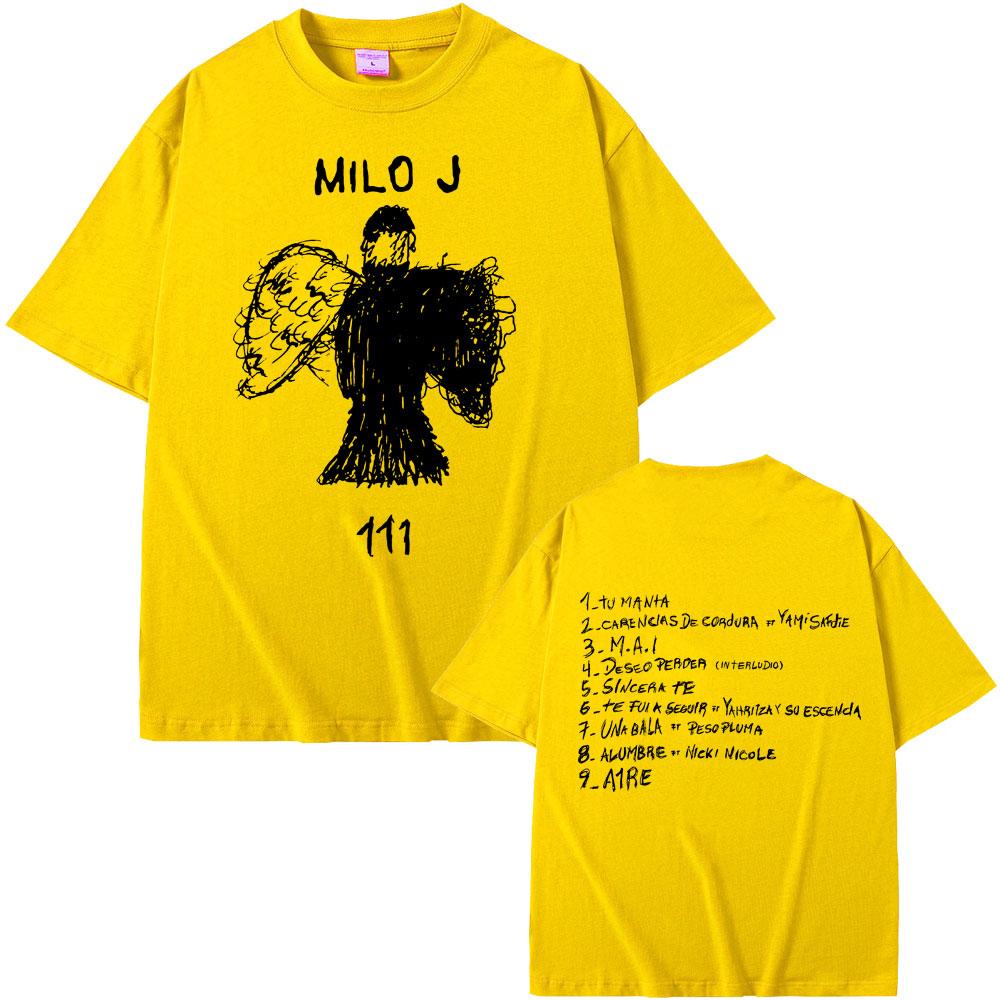 Rapper Milo J 111 Album Double Sided Print T Shirt Men Hip Hop Fashion Tshirt Male Rap Oversized T-shirt Men's Cotton T-shirts