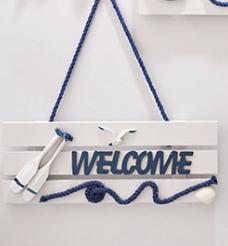 Wooden Welcome Sign Nautical Decor Plaque Mediterranean Style Hotel Home Coastal House Beach Welcome Sign Wall Sign Home Decor
