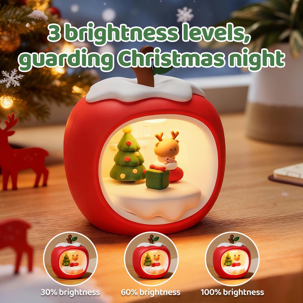 Apple House Night Light 3 Level Brightness Christmas Sleeping Nightlights Rechargeable Christmas Light For Kids Christmas Gift