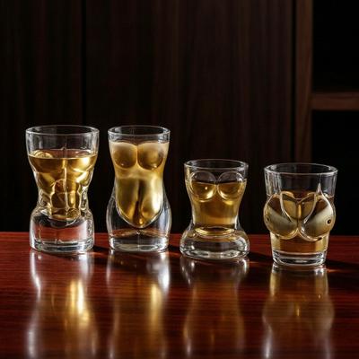 Body Shot Glasses for Party, Funny Human Torso Mini Liquor Cup, Creative Novelty Drinking Glass for Bar, Unique Gift for Adults