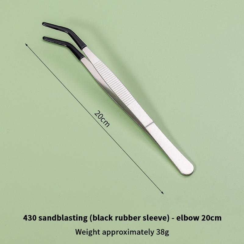 Pet Feeding Accessories: Straight and Curved Stainless Steel Tweezers with Rubber Tips for Aquarium Reptiles