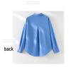 Spring 2026 Women's Versatile Long Sleeve Lapel Shirt - Front Short, Back Long, Loose Fit, Solid Color