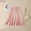 ZANZEA Women Elegant Casual Solid Color Satin A-line Skirts