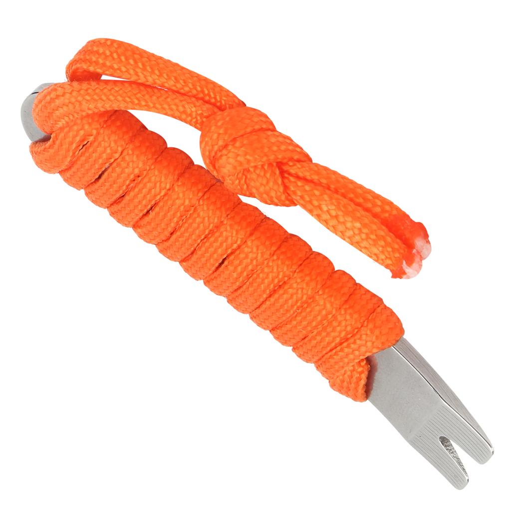 Stainless Steel Pocket Pry Bar with Paracord MultiPurpose Mini Crowbar Crank Scraper(Orange )