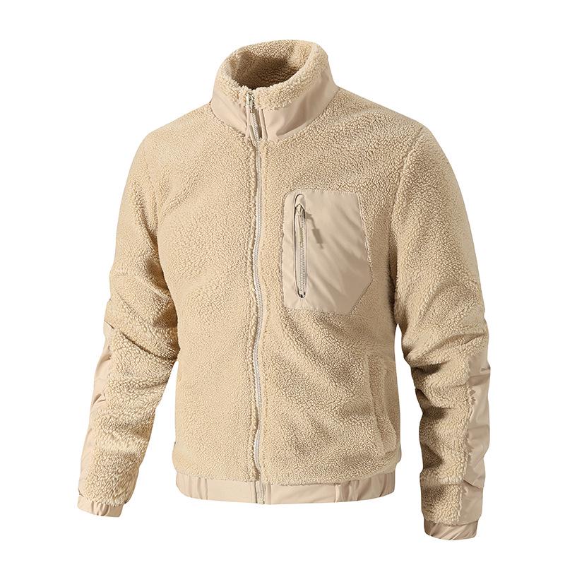 Мужская осенне-зимняя флисовая куртка из овечьей шерсти со стойкой M хаки