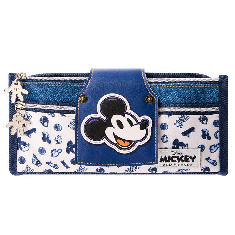 

Mickey Mouse Multi Compartment Pencil Case With Pu And Polyester For Students And Office Use синий