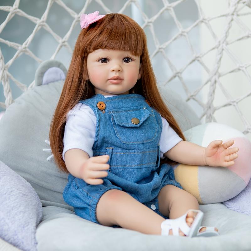 23’’ Baby Girl Cuddle for Doll Reborn Simulation Toy Lovely Heavy Weight Lifelike Toy with Rooted Hair Newborn Birthday