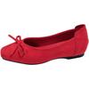 Retro Ballet Flat Bottom Red Light Mouth Single Shoes Women's New Suede Gentle Soft Sole Doudou Shoes One Pedal Ladyshoes