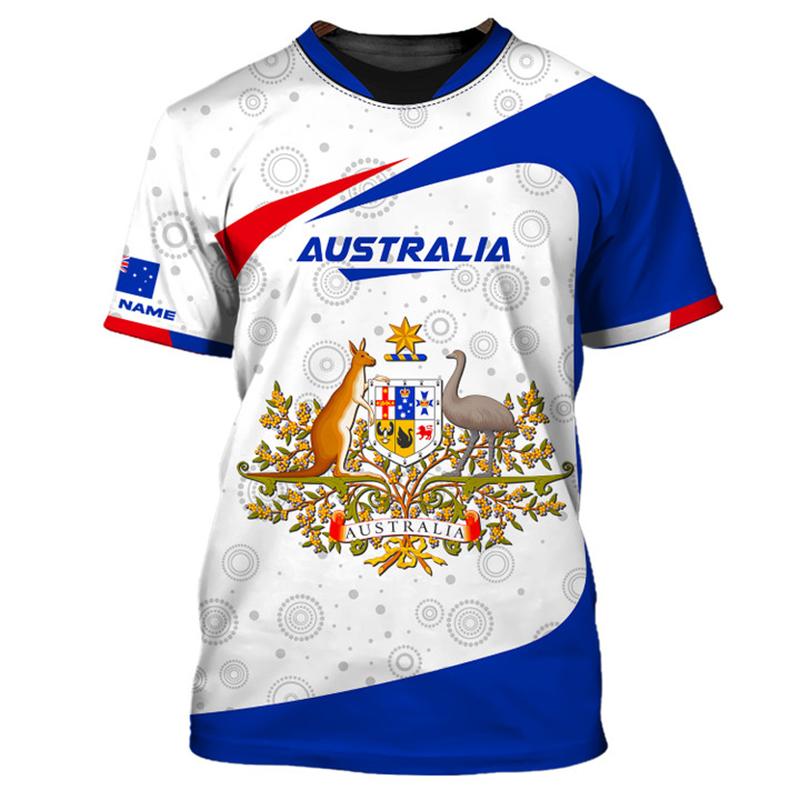 Custom Name Australia Flag Map Graphic T Shirt For Men Women Summer Casual Short Sleeve Tee Australian Animal T Shirt Kids Tops