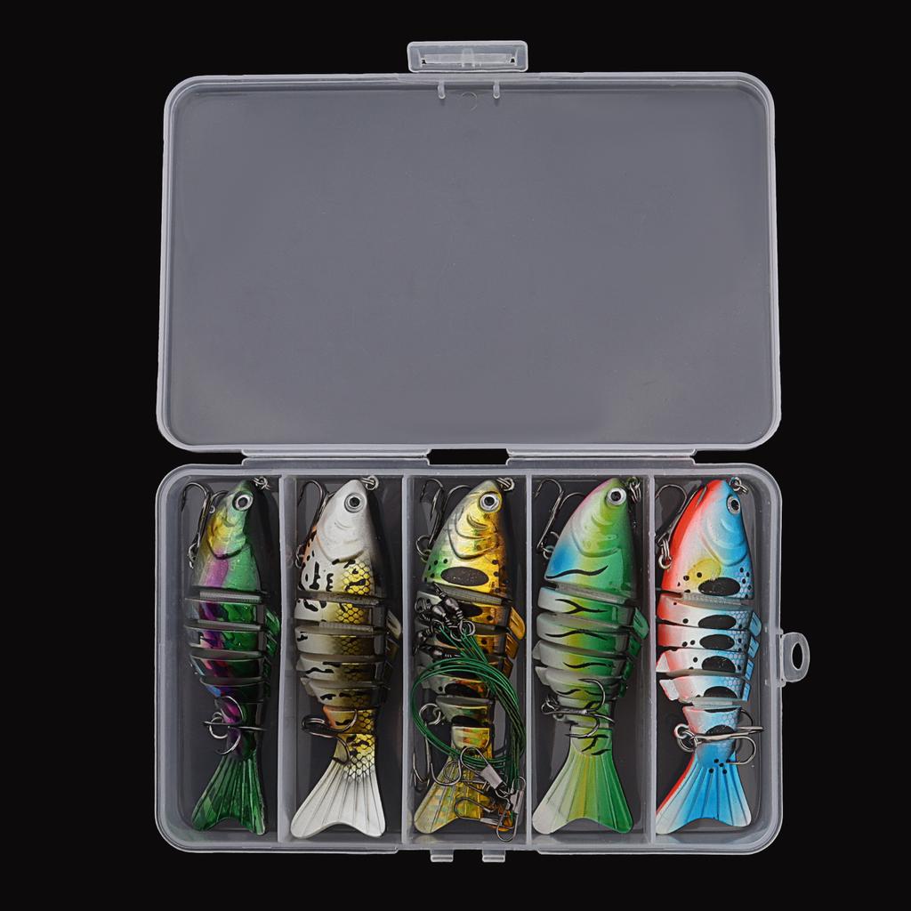 5 Pcs Multi Jointed Slow Sinking Swimbait Lure Pike Fish with Anti-bite Steel Wire 15cm 15g Lifelike Bait