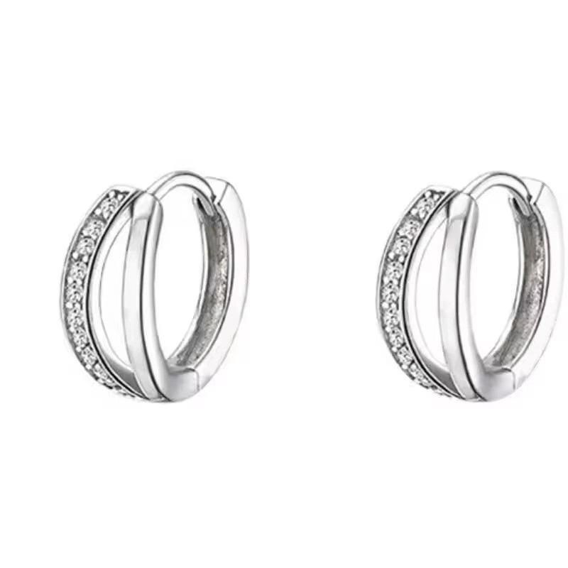 Elegant Double Layer Hollow Zircon Ear Cuffs For Women Fashionable Delicate Small Versatile Stud Earrings Jewelry