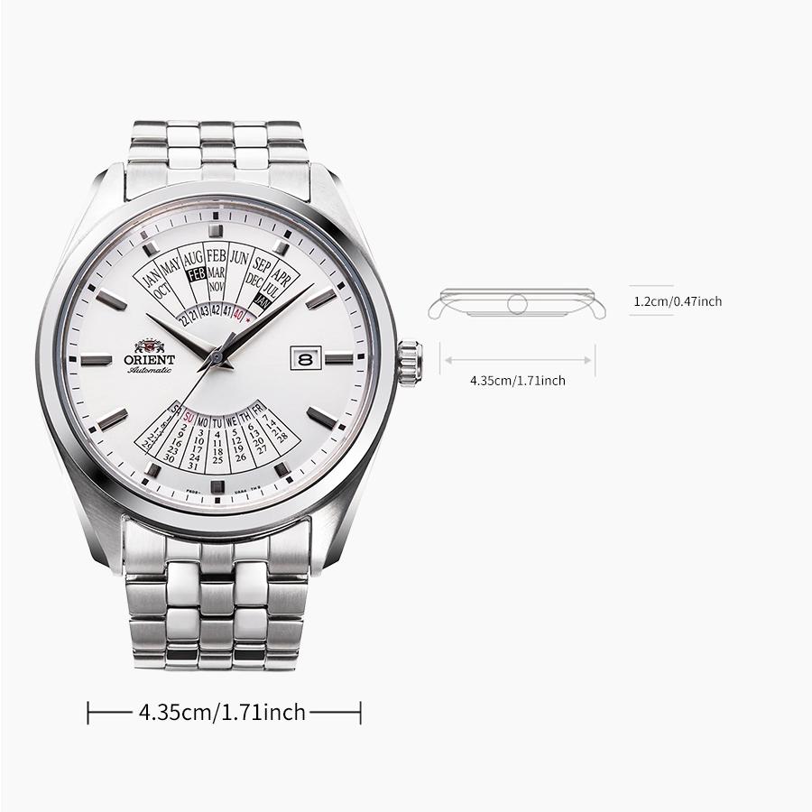 Herrenuhr Vollautomatische Mechanische Uhr Ewiger Kalender Großes Zifferblatt Stahlband Wasserdicht Freizeituhr Stahlband Ganz Weiß RA-BA0004S10B