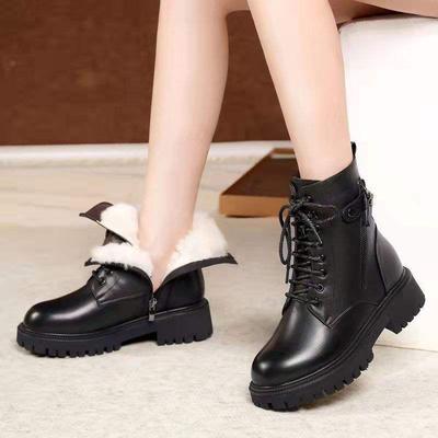 High Quality Martin Boots Women's Winter New Fleece Thickened Short Boots Cotton Shoes Fluff Non-slip Snow Boots