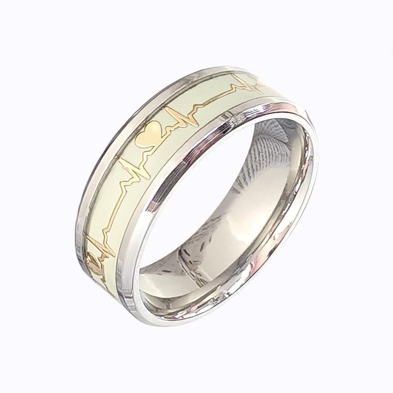 Luminous Heartbeat ECG Ring - Titanium Steel Couple Jewelry, Non-fading for Men & Women