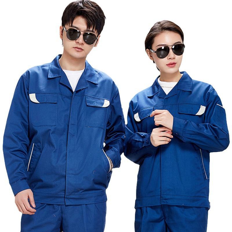 Men's Pure Cotton Embroidered Workwear Set - Long Sleeve, Wear-Resistant, Ideal for Welding & Auto Repair.