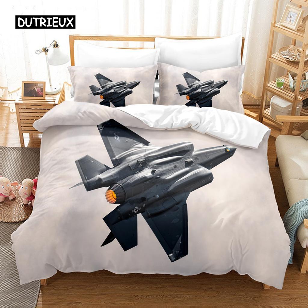Airplane Fighter Duvet Cover Sky Flying Fighter Bedding Set for Kids Teens Boys Modern Cool Airplane Theme Bedroom Decorations