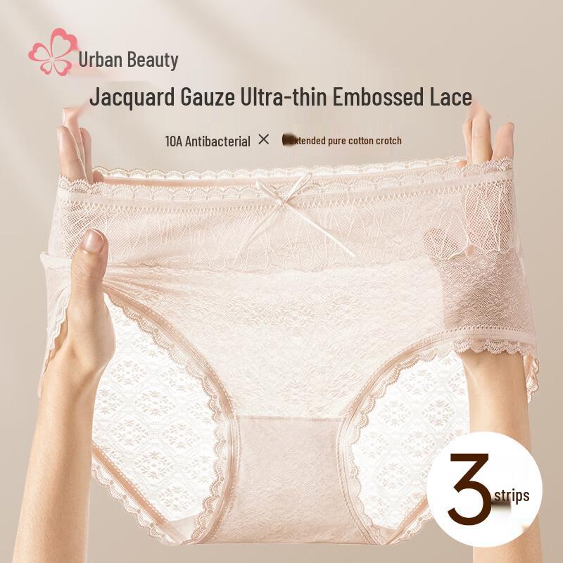 Women s Lace Sexy Mid-Waist Panties M
