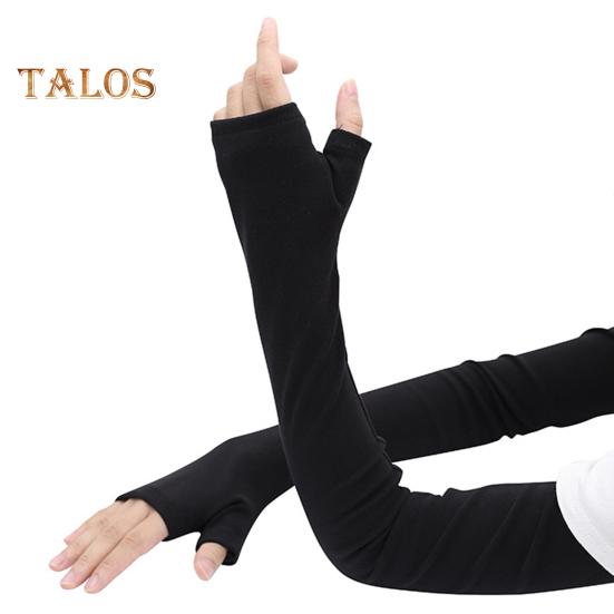 1 Paar Herbst-Winter-Handschuhe, fingerlos, gestrickt, hohe Elastizität, Touchscreen, rutschfest, ellenbogenlang, Armstulpen, warm halten, winddicht, Radfahren