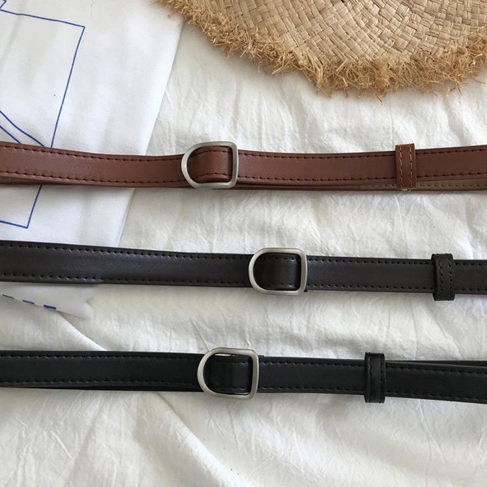 Fashion Dress Female Women Jeans Decorative Waist Strap No-hole Buckle Thin Belt PU Leather Belts