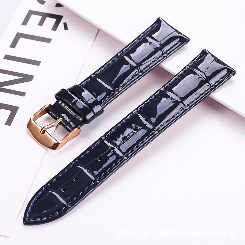 Red Bamboo Joint Pattern Genuine Leather Watch Strap, Unisex