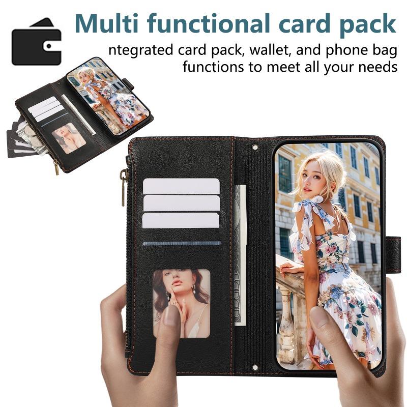 Crossbody Wrist Strap Wallet with Card Holder Phone Case for  14 Redmi Note 13 12 12T 13T Pro Plus 13C Lite Leather Cover