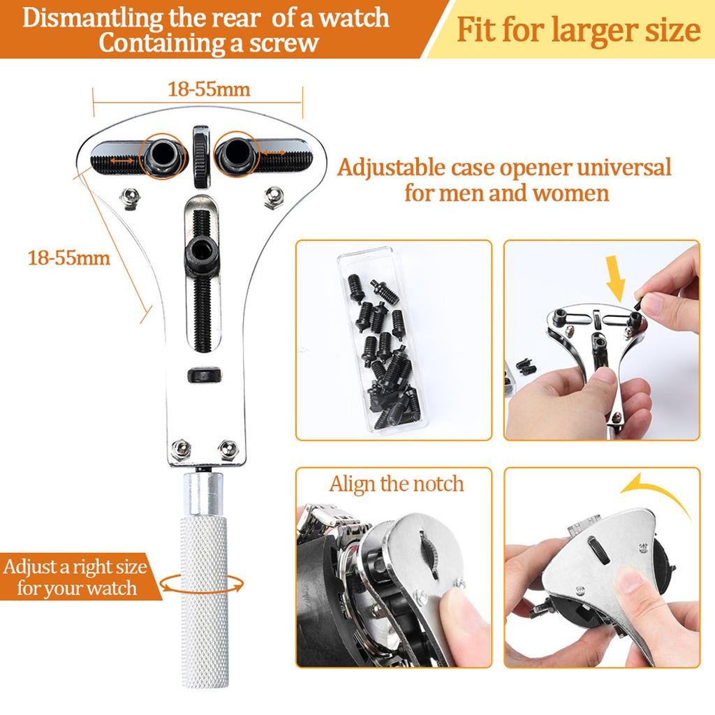 Watch Repair Tool Waterproof Screw Adjustable 3 Claws Back Case Opener Wrench Remover Watch Battery Press Closer Remover Wrench