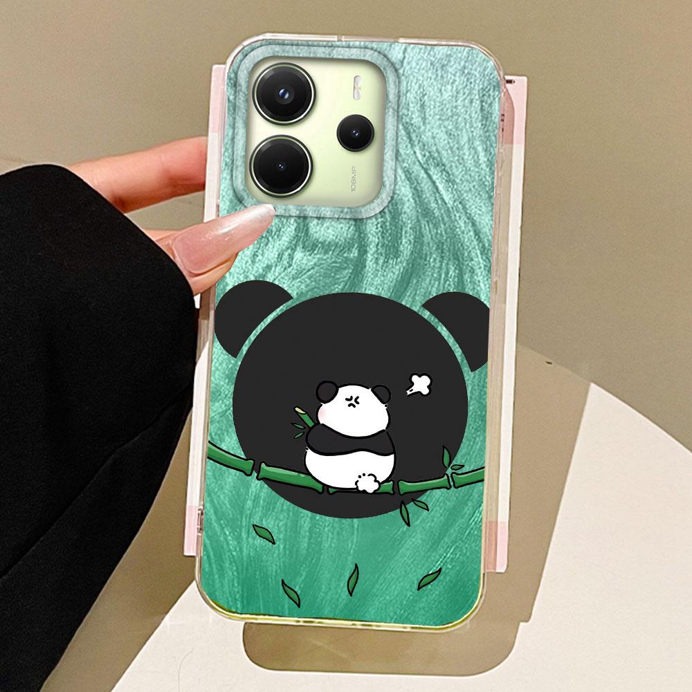 Kreslený Zábavný Zelený Panda Zvířata Pouzdro na Telefon pro Xiaomi Redmi 13C 14C A5 A3 A4 A3X Note 14 13 12 11 11S 10 Pro Silikonový TPU Kryt