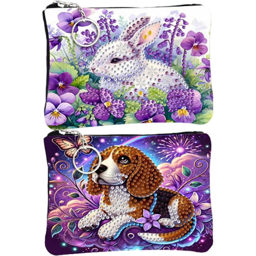 DIY Diamond Painting Bling Rhinestone Makeup Bag Zipper Closure Diamond Dot Diamond Card Pack Large Capacity for Home Decor Gift