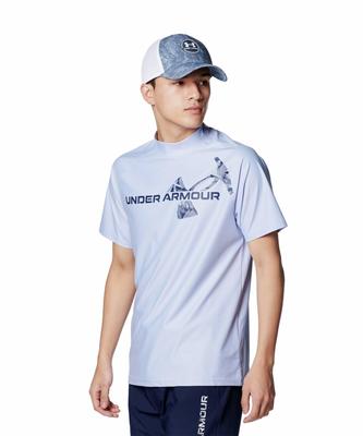 UA SS Mock Shirt Celeste Midnight Navy MD Iso-chill //