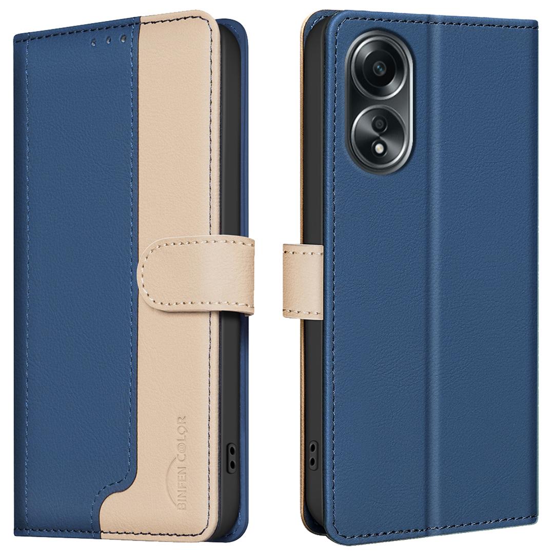 

For Oppo A58 4G Case Splicing Color Wallet Leather Cover Blue