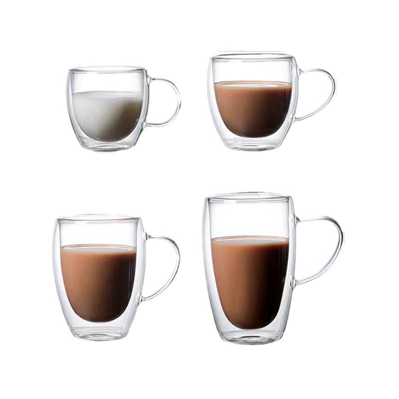 Double Bottom Wall Glass Coffee Cup Whiskey Tea Thermal Heat Resistant Cocktail Vodka Shot Wine Mug Drinkware Tumbler Set